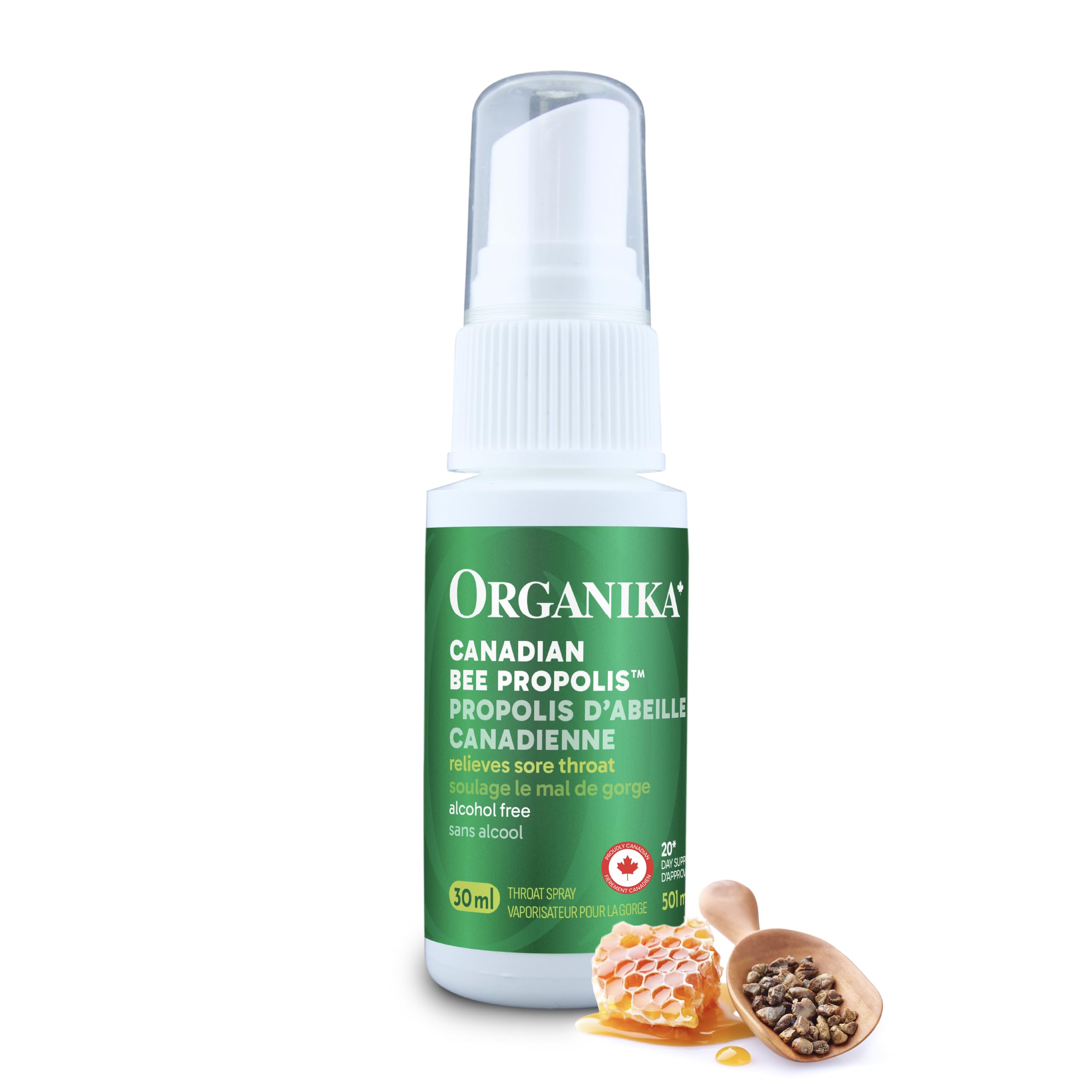 Organika Bee Propolis Throat Spray- Alcohol Free, Soothing, Immune